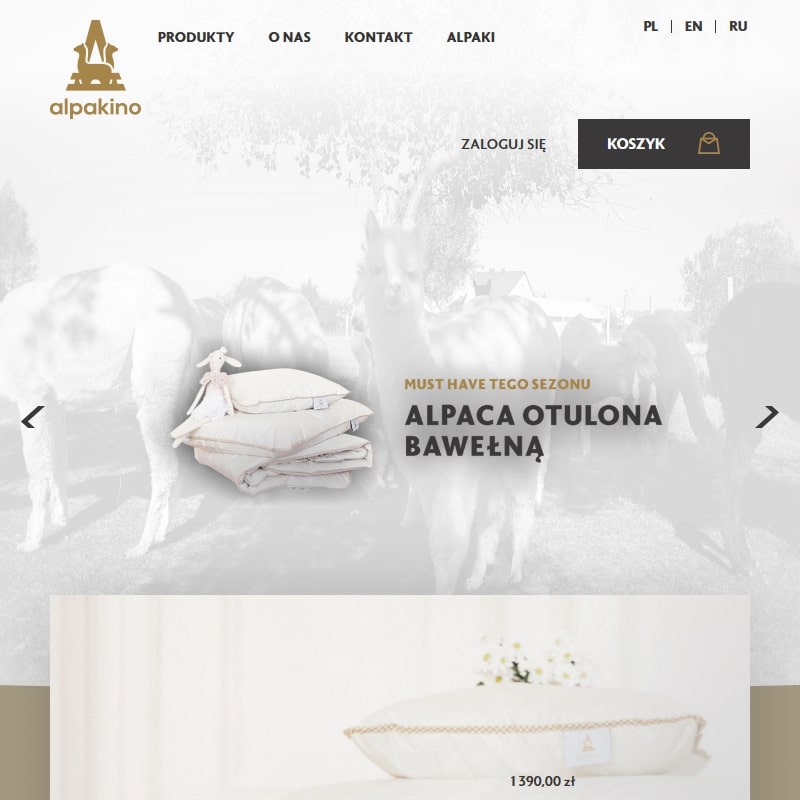 Kołdry i poduszki z włókna alpaki