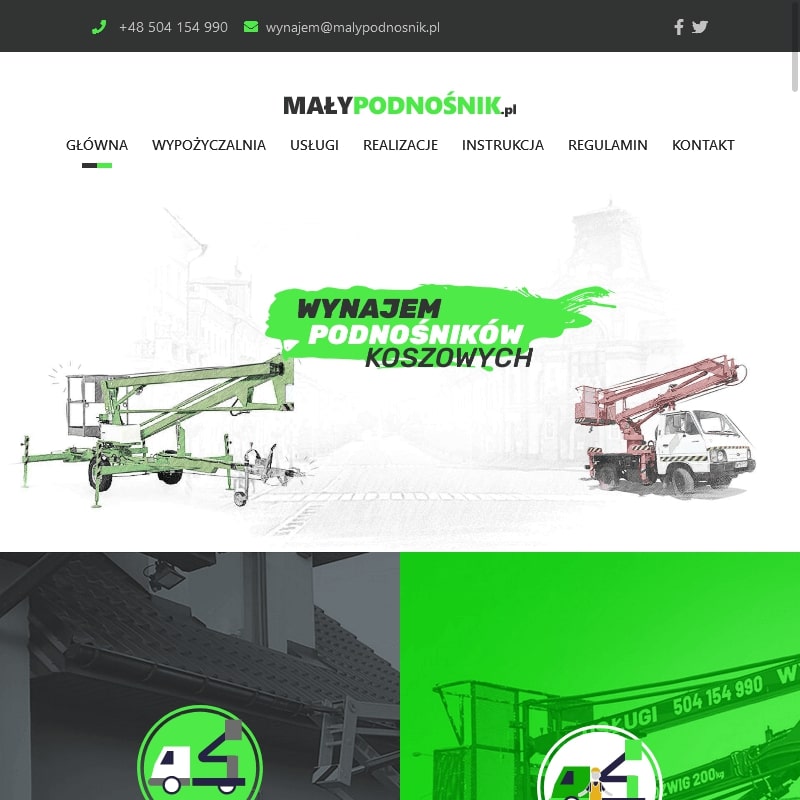 Podnośnik na przyczepie wynajem w Pruszkowie